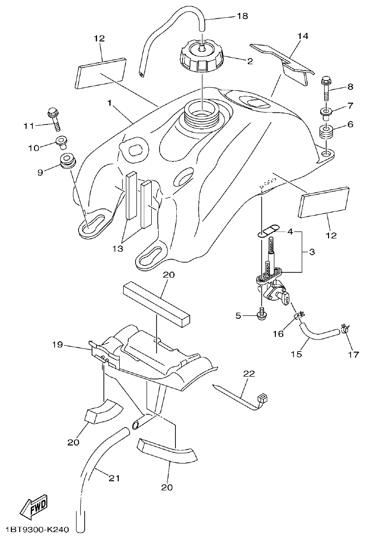 Yamaha 250RAP FUEL TANK parts diagram